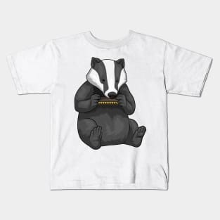 Badger Musician Harmonica Music Kids T-Shirt